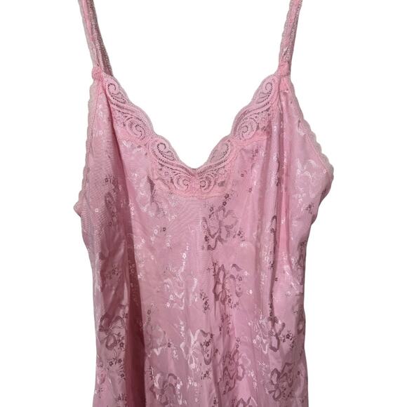 Vintage Barbizon Peignoir Set Pink M/L Robe Nightgown Slip Dress Floral Satin - Picture 8 of 10
